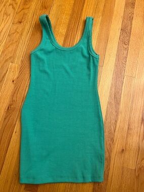 Everyday Ribbed Bodycon Tank Dress - Green